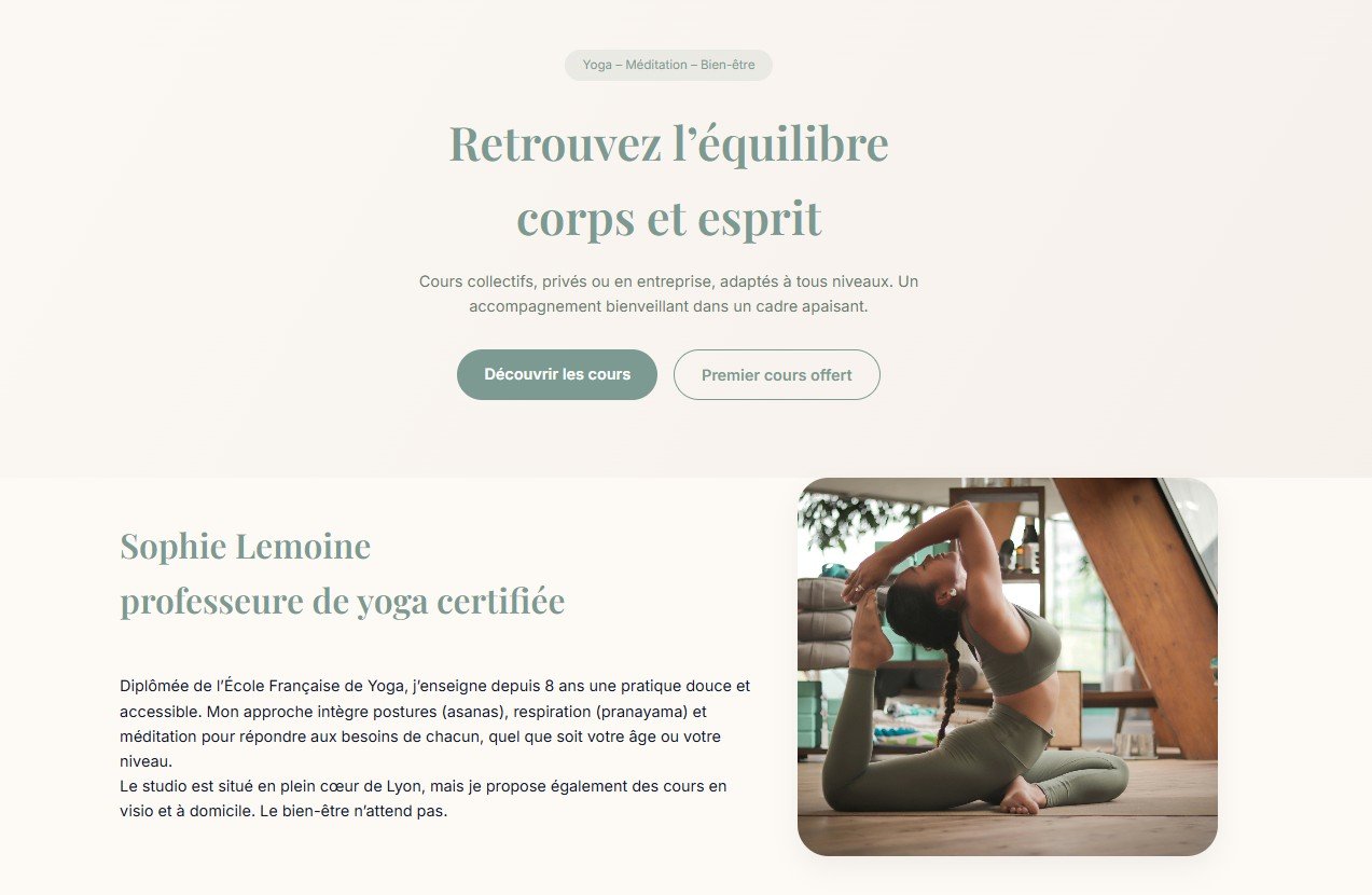 Aperçu du modèle studio yoga